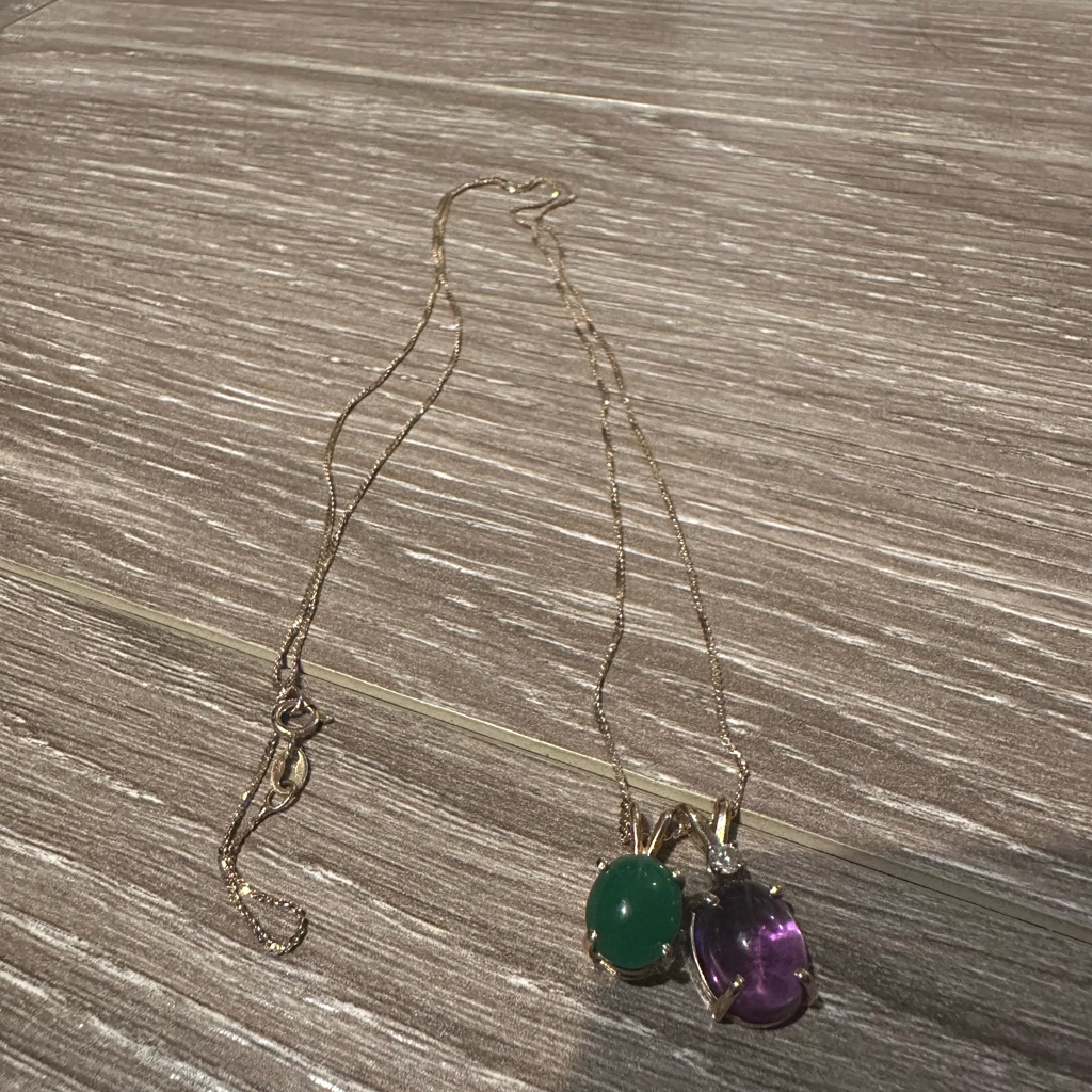 14k Yk Amethyst Necklace (Green Chrysoprase Pendant Not Included)-3.74g, 24”